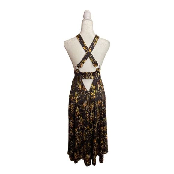 Beautiful Nights Halter Peephole Front Black & Gold Dress Size L - Picture 5 of 9